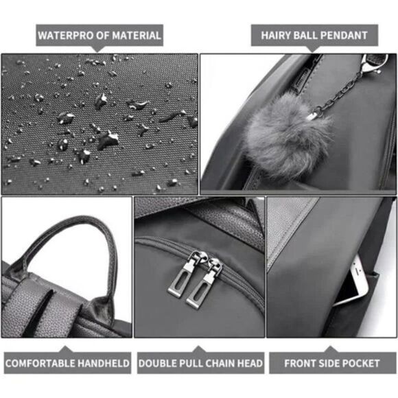 Women Backpack Purse Waterproof Nylon Anti-theft Lightweight Shoulder Bag - Picture 8 of 13